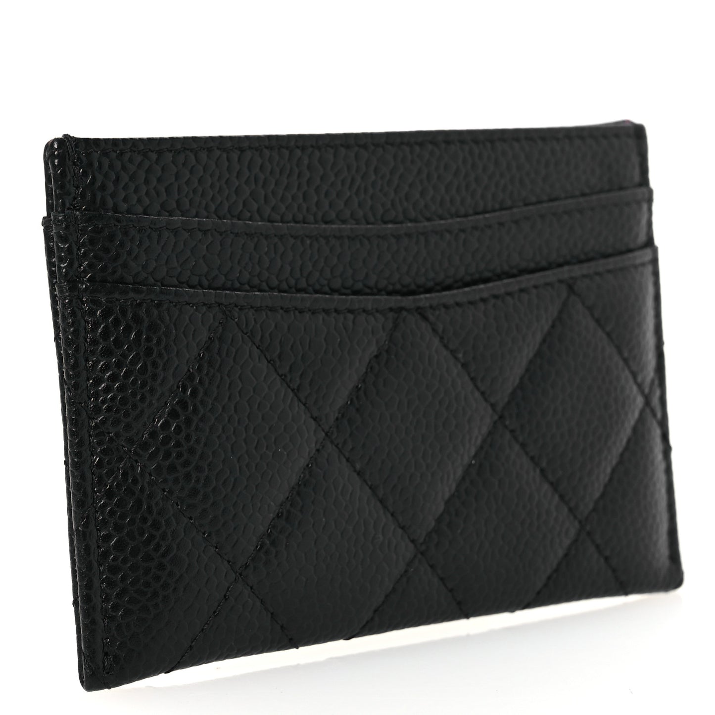 Caviar Quilted Card Holder Black