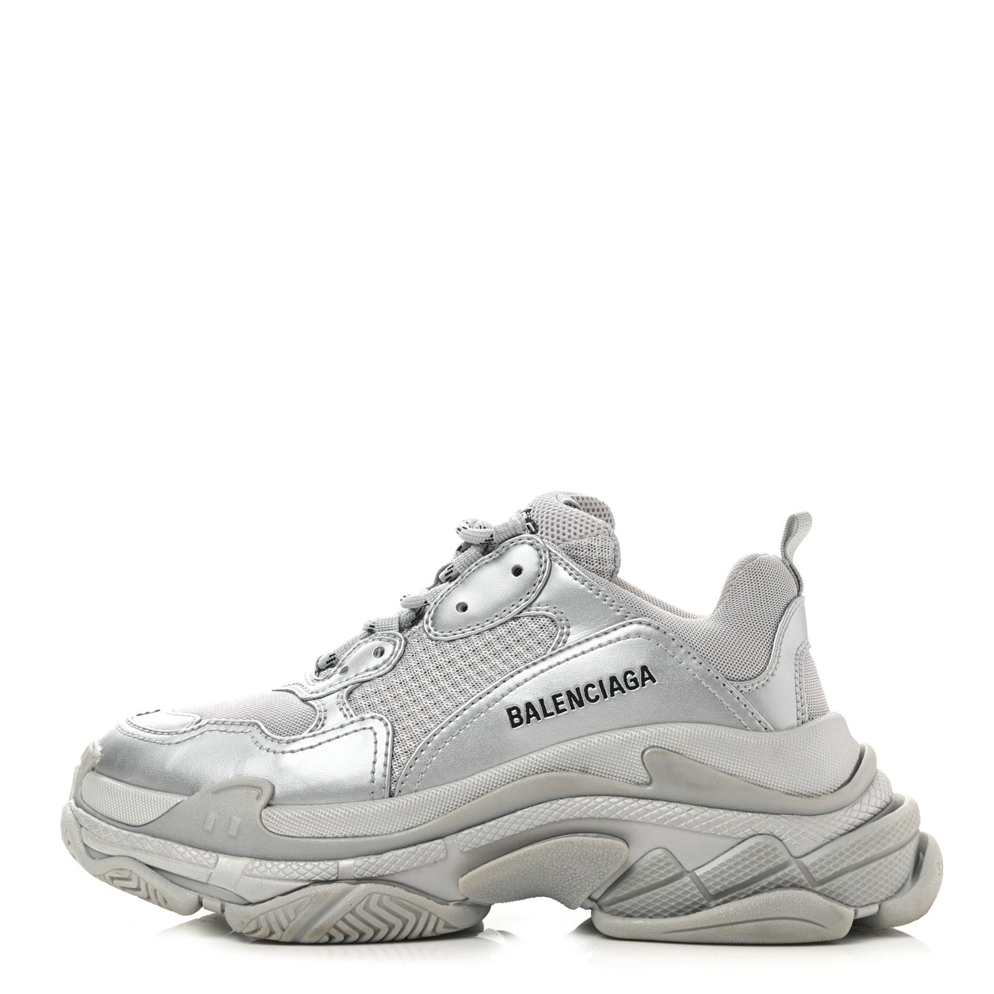 Metallic Fabric Mesh Womens Triple S Sneakers 39 Silver
