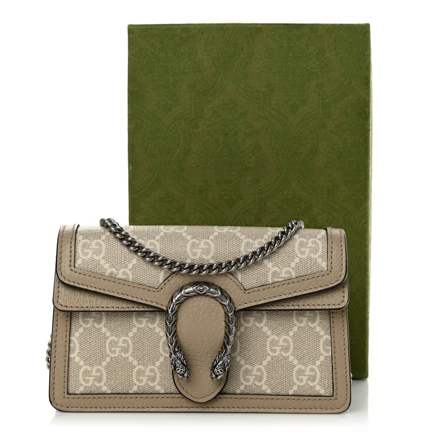 GG Supreme Monogram Textured Dollar Calfskin Super Mini Dionysus Shoulder Bag Beige Mystic White Oatmeal