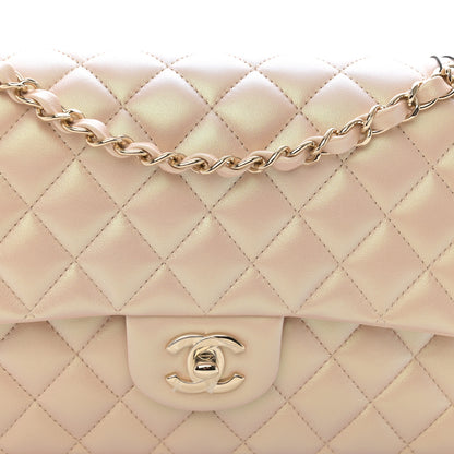 Chanel Iridescent Calfskin Quilted Medium Double Flap Beige 8 of 11