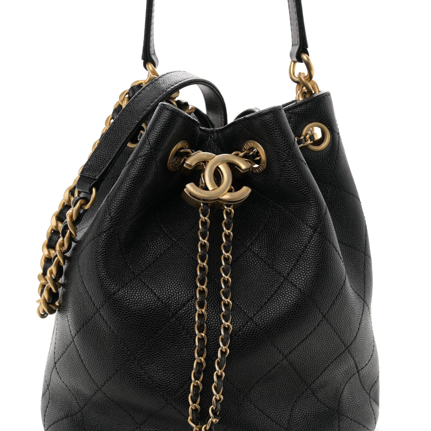 Chanel Caviar Quilted Fashion Therapy Bucket Drawstring Bag Black 8 of 11