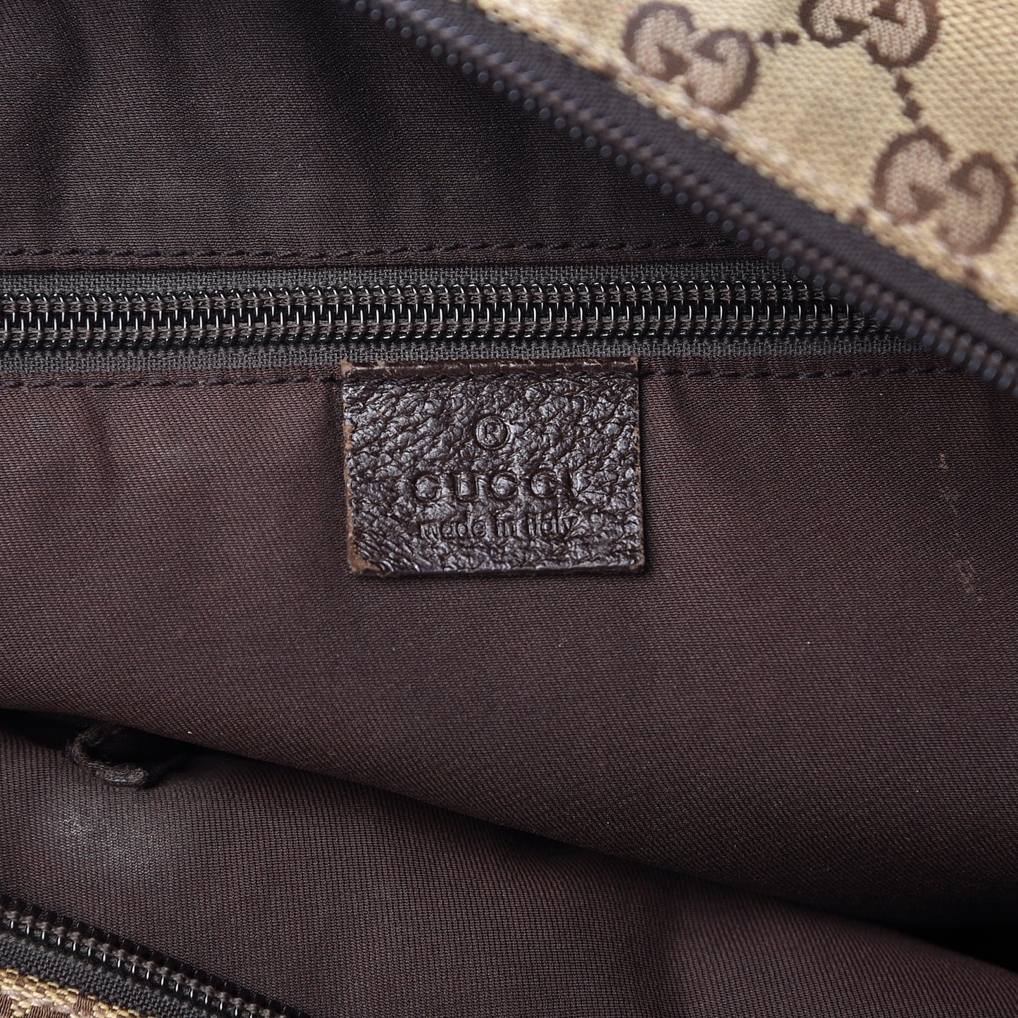 GG Monogram Medium Web Handle Bucket Tote Dark Brown