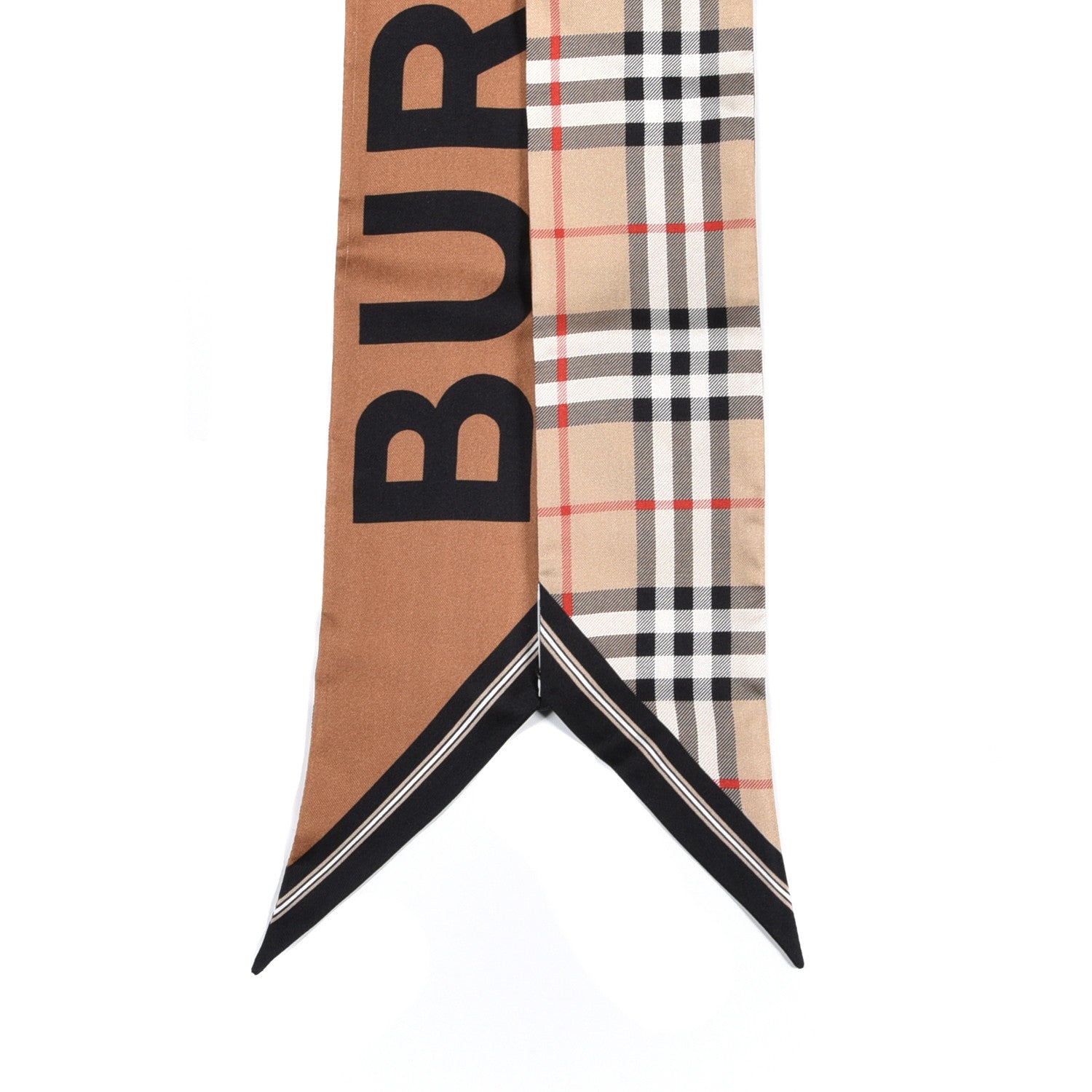 Burberry Silk Vintage Check Logo Print Skinny Scarf 2 of 3