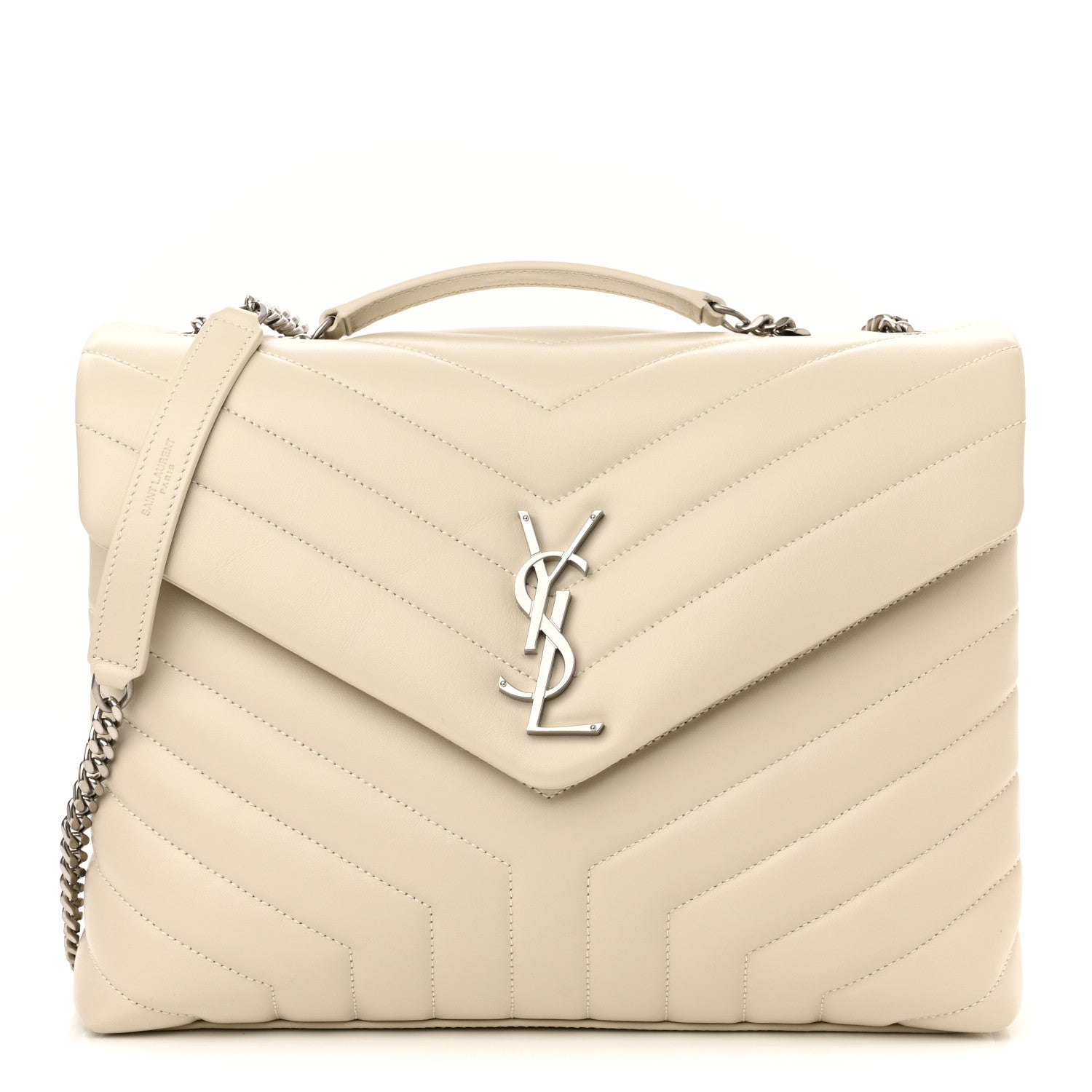 Saint Laurent Calfskin Y Quilted Monogram Medium Loulou Chain Satchel Crema Soft 1 of 11