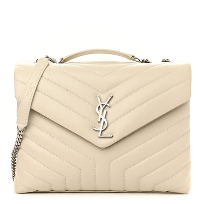 Saint Laurent Calfskin Y Quilted Monogram Medium Loulou Chain Satchel Crema Soft 1 of 11