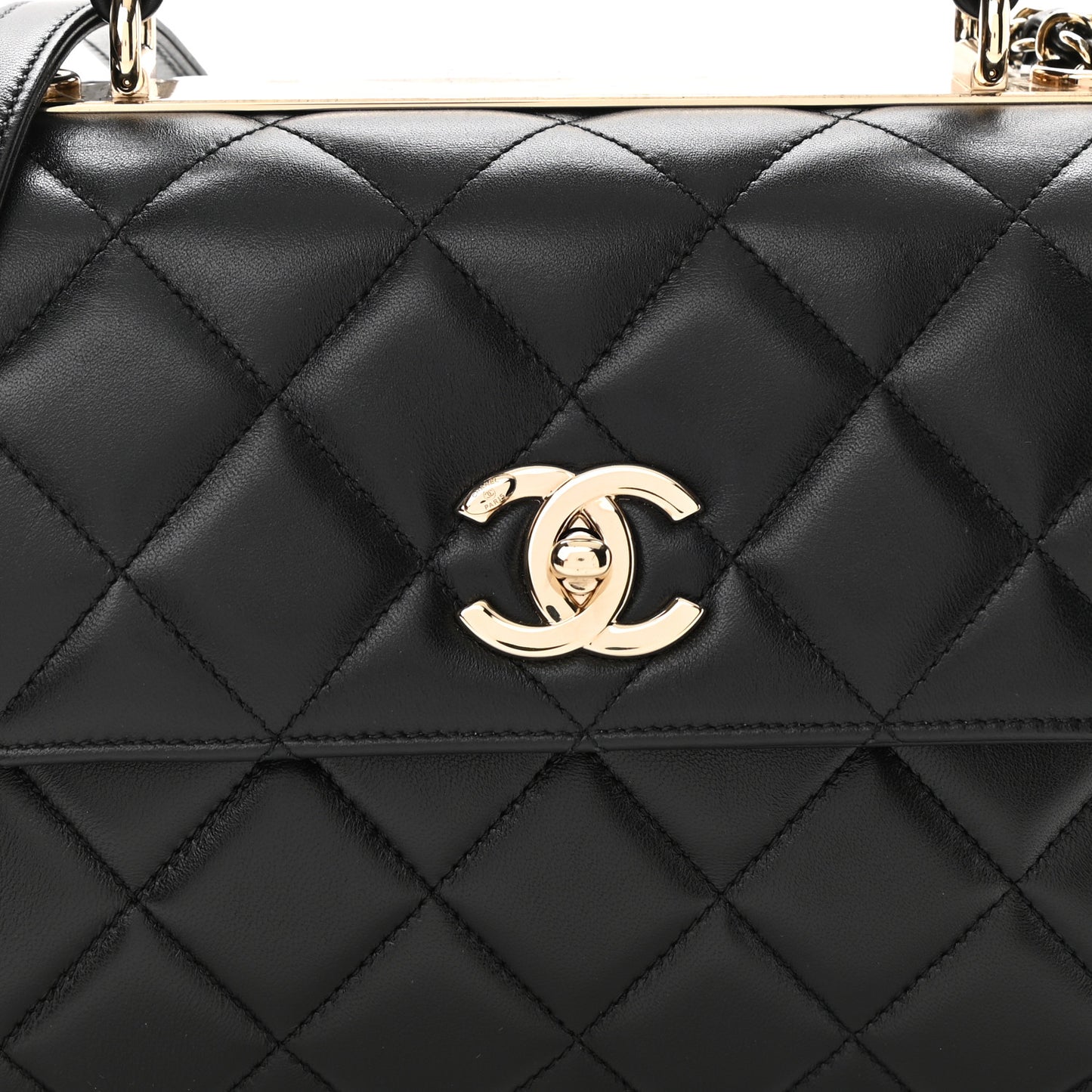 Lambskin Quilted Small Trendy CC Dual Handle Flap Bag Black