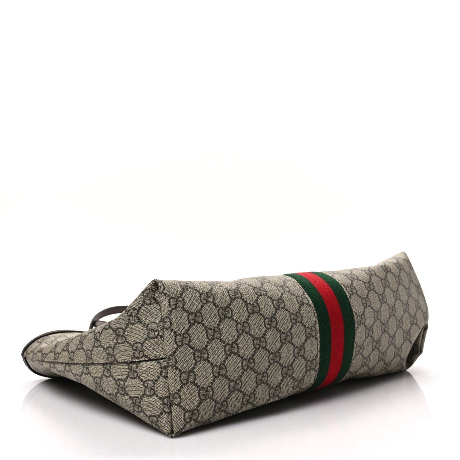Gucci GG Supreme Monogram Textured Calfskin Web Medium Ophidia Shopping Tote Beige Ebony New Acero 4 of 7