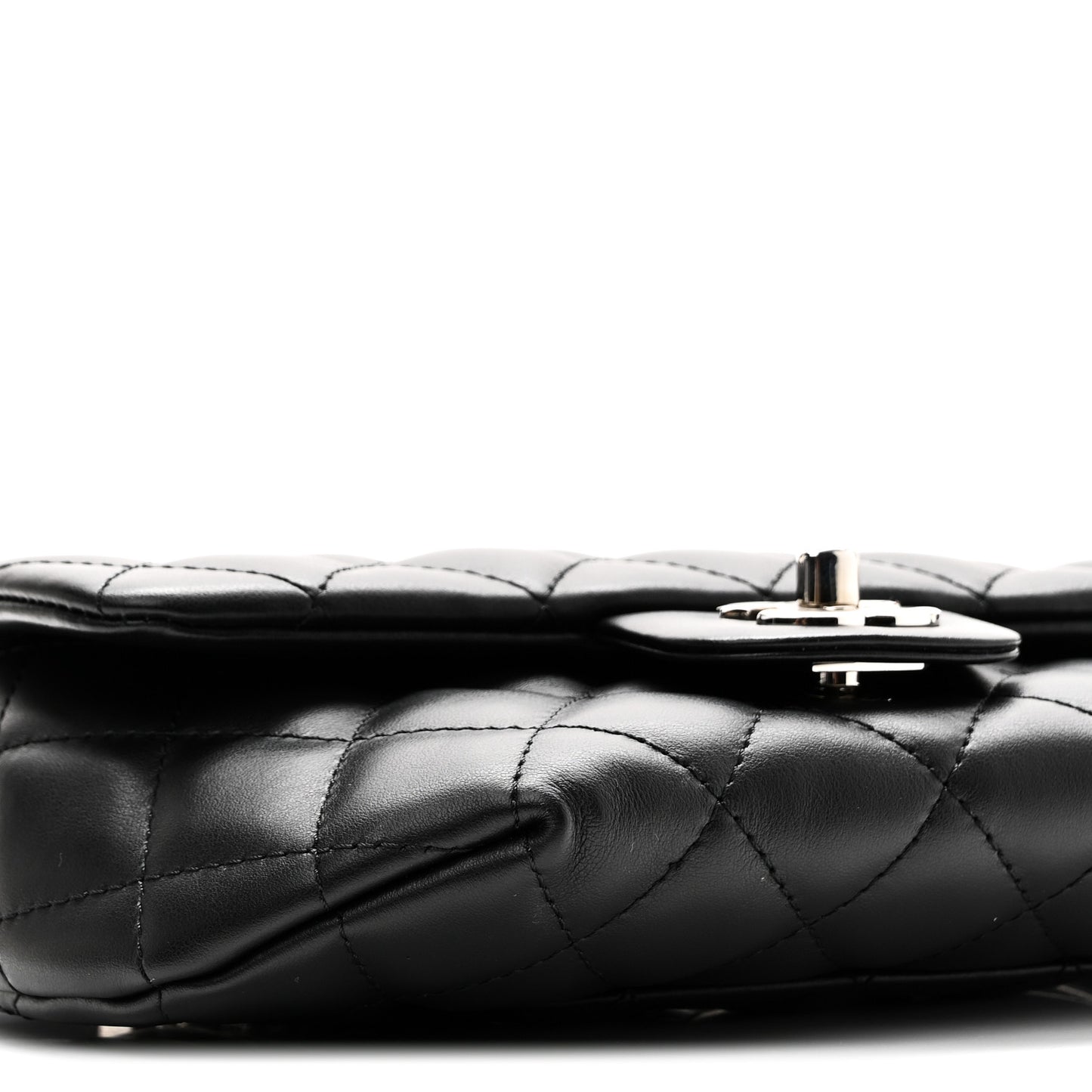 Calfskin Quilted CC Uniform Flap Belt Bag Black