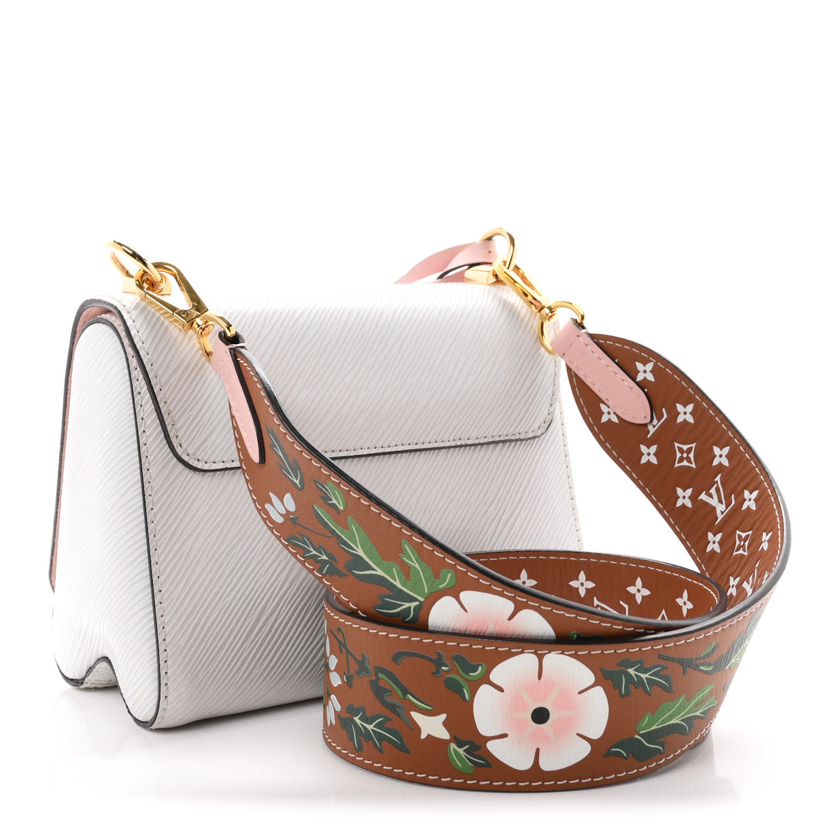 Epi Asnieres Flowers Twist Shoulder Bag PM White