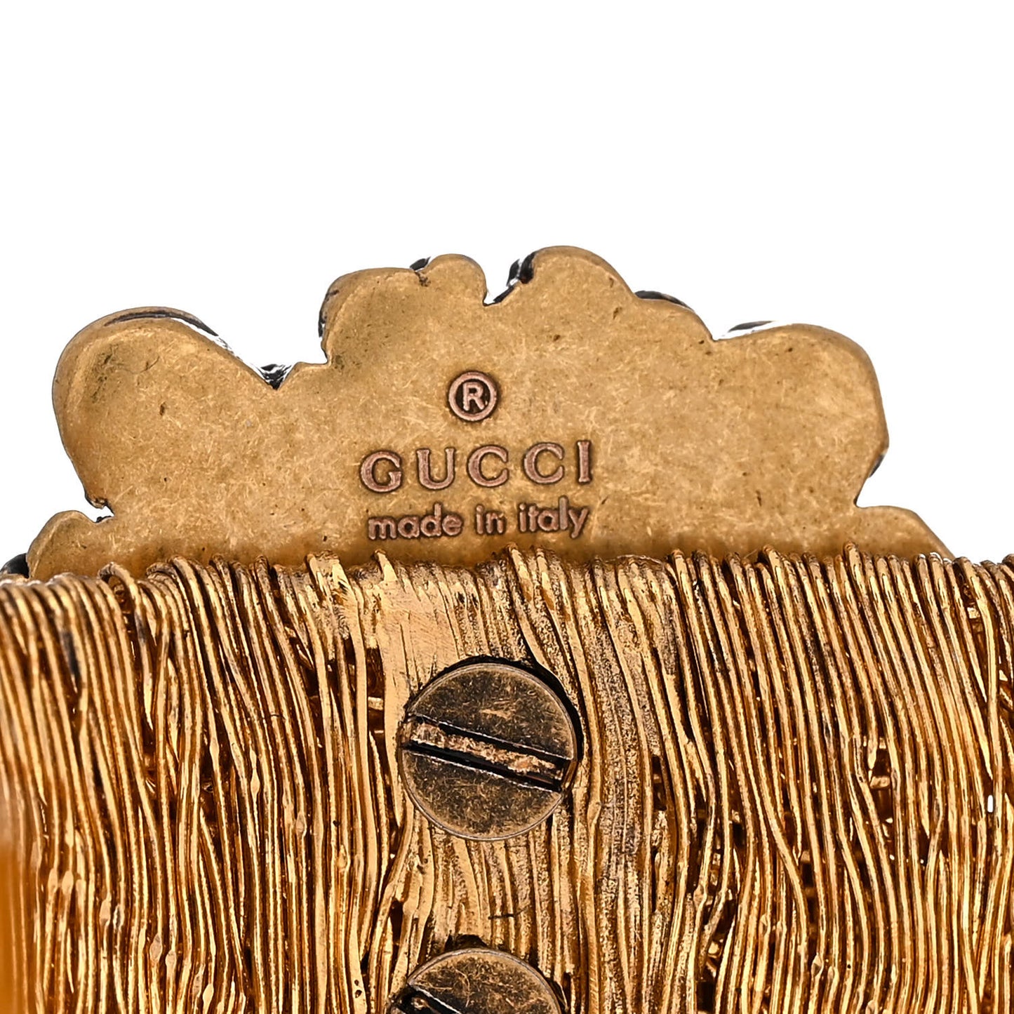 Metal GG Lion Head Bracelet Aged Gold