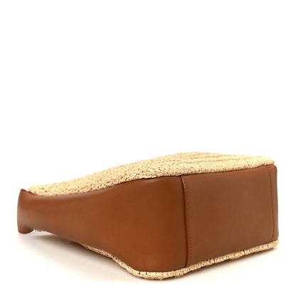 Saint Laurent Raffia Calfskin Le 5 A 7 Small Hobo Natural Brick 5 of 14
