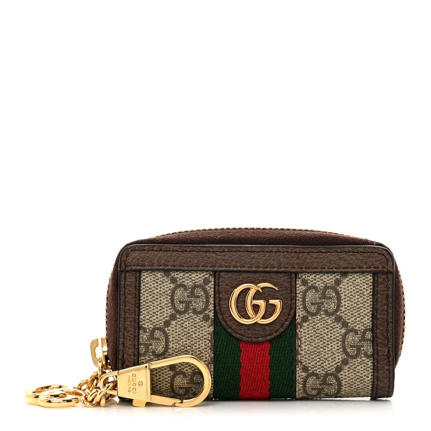 GG Supreme Monogram Web Ophidia Zip Around Key Case Beige New Acero