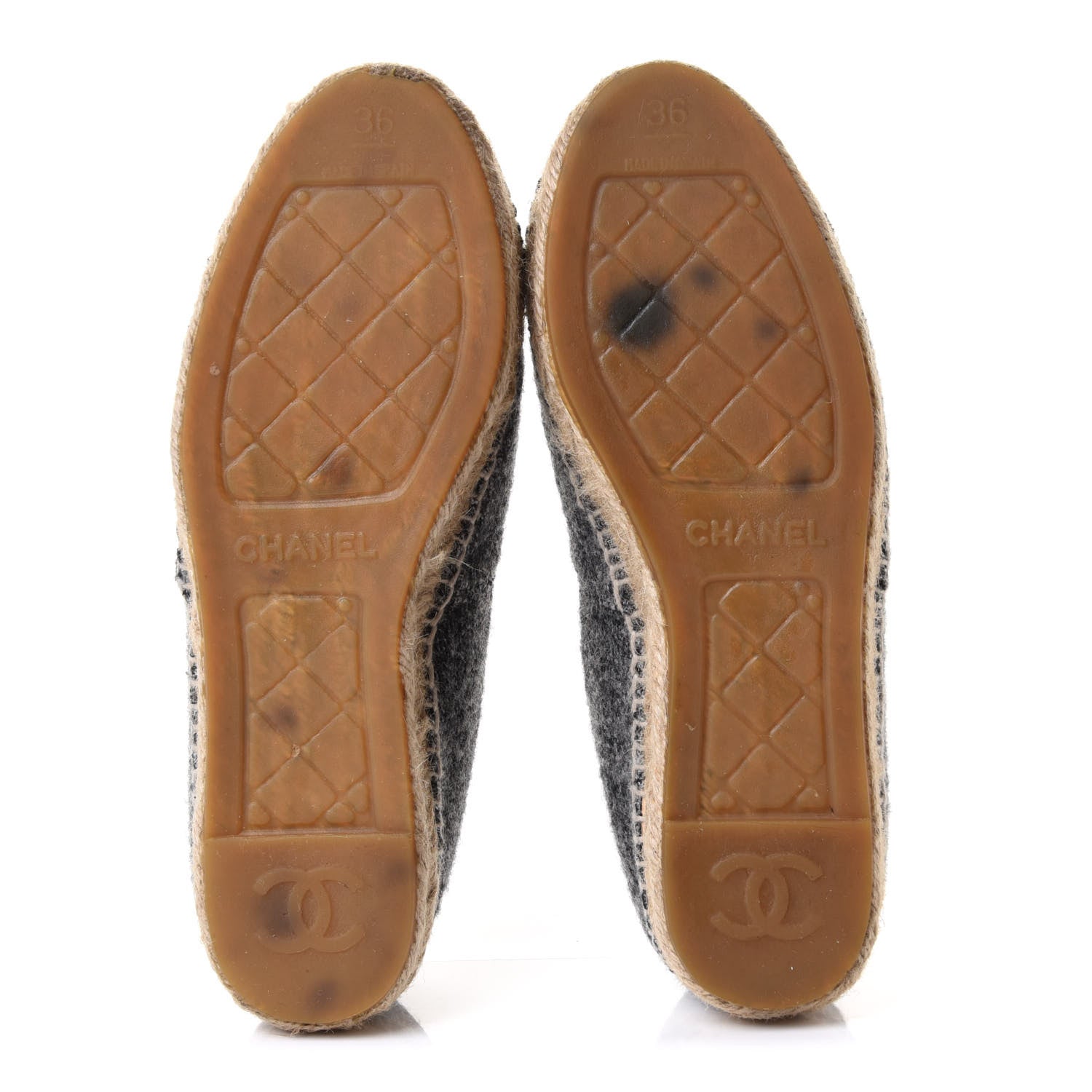 Chanel Tweed Velvet CC Espadrilles 36 Grey Black 6 of 11