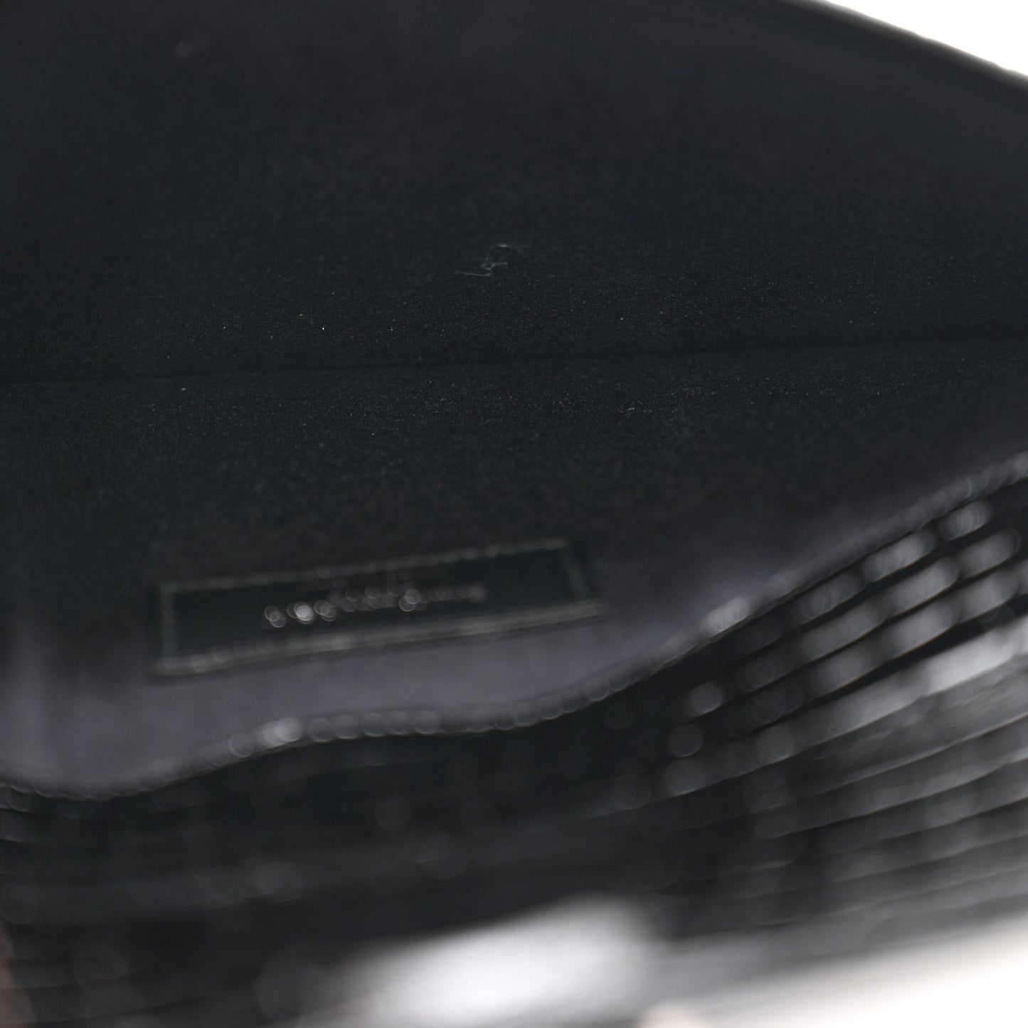 Calfskin Crocodile Embossed Uptown Monogram Clutch Black