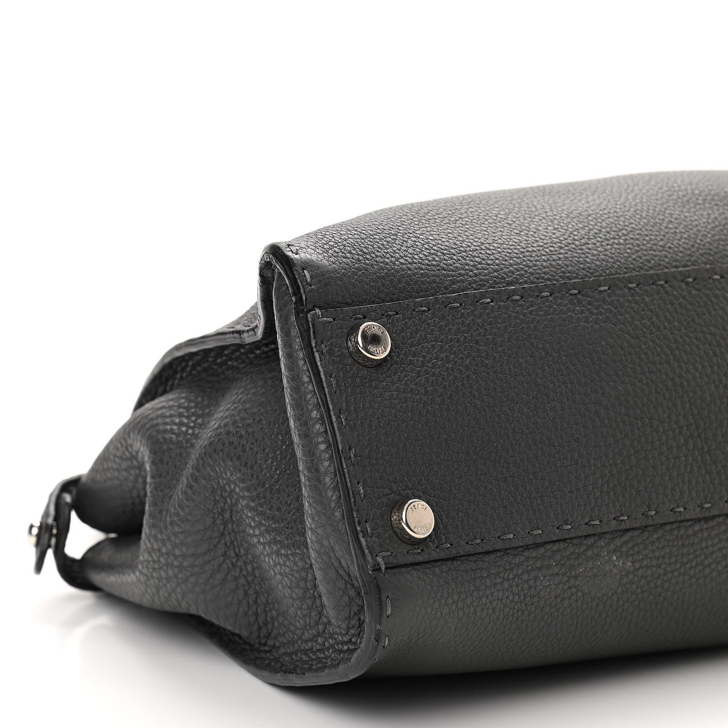 Fendi Cuoio Romano Selleria Bi-Color Medium Peekaboo Iconic Satchel Asfalto Latte 9 of 12