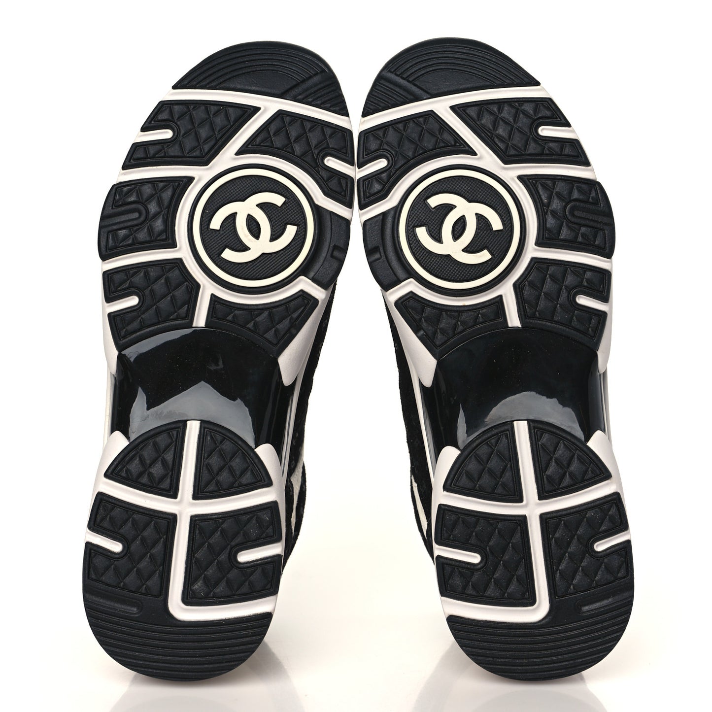 Suede Calfskin Printed CC Sneakers 38.5 Black White