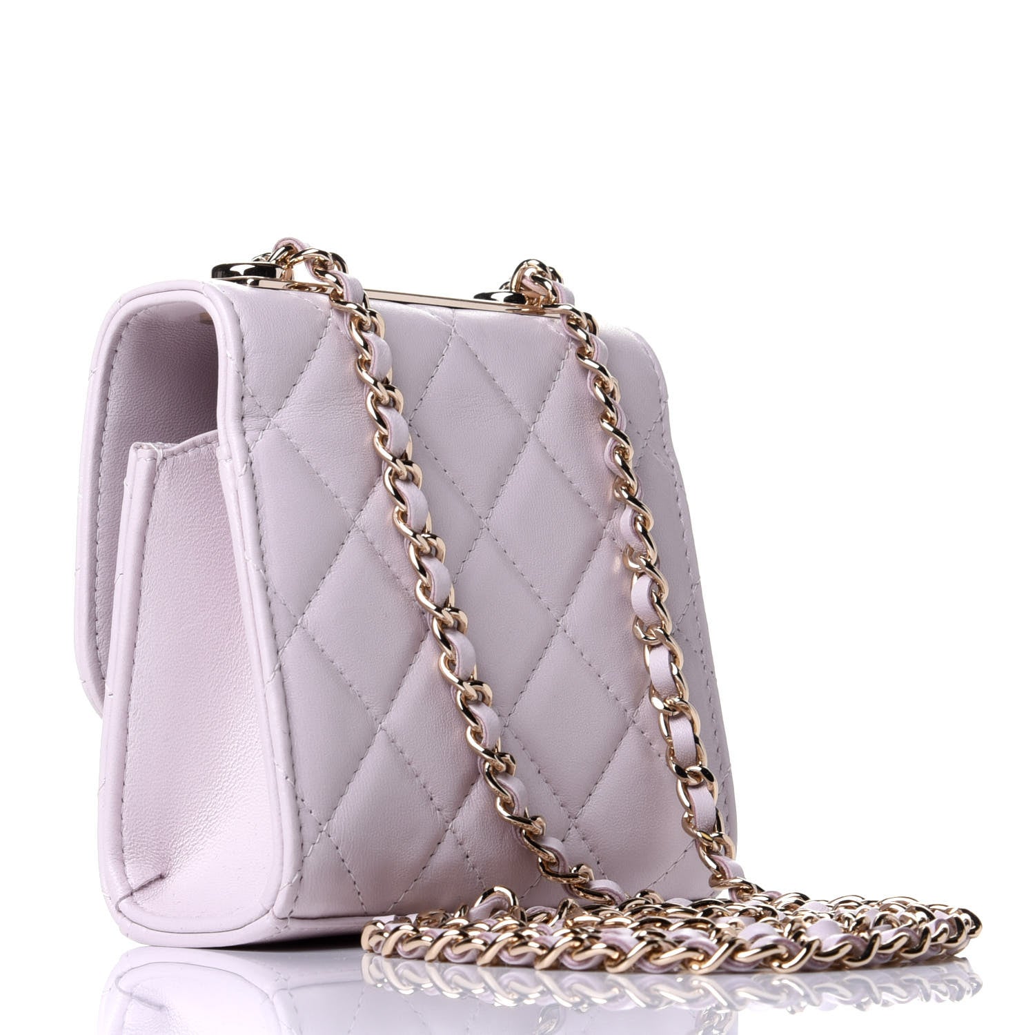Chanel Lambskin Quilted Mini Trendy CC Clutch With Chain Lilas Lilac 3 of 11