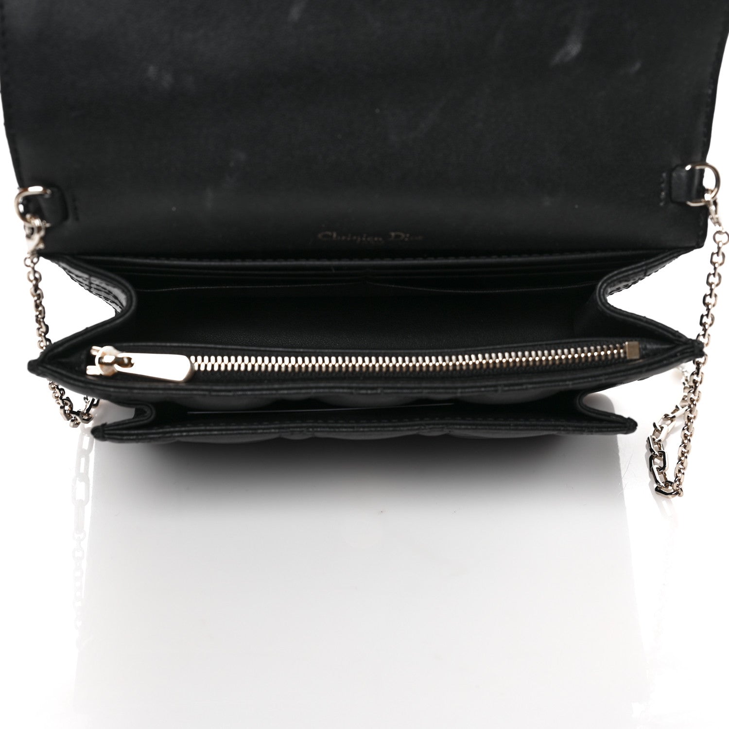 Christian Dior Lambskin Cannage Lady Dior Chain Pouch Black 4 of 9