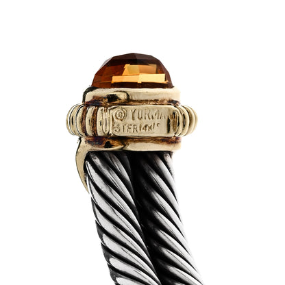 David Yurman Sterling Silver 14K Yellow Gold Citrine Pink Tourmaline Double Cable Renaissance Bracelet 3 of 3