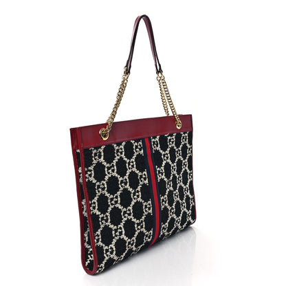 Gucci Tweed GG Monogram Large Rajah Chain Tote Romantic Cherry Black White 4 of 12