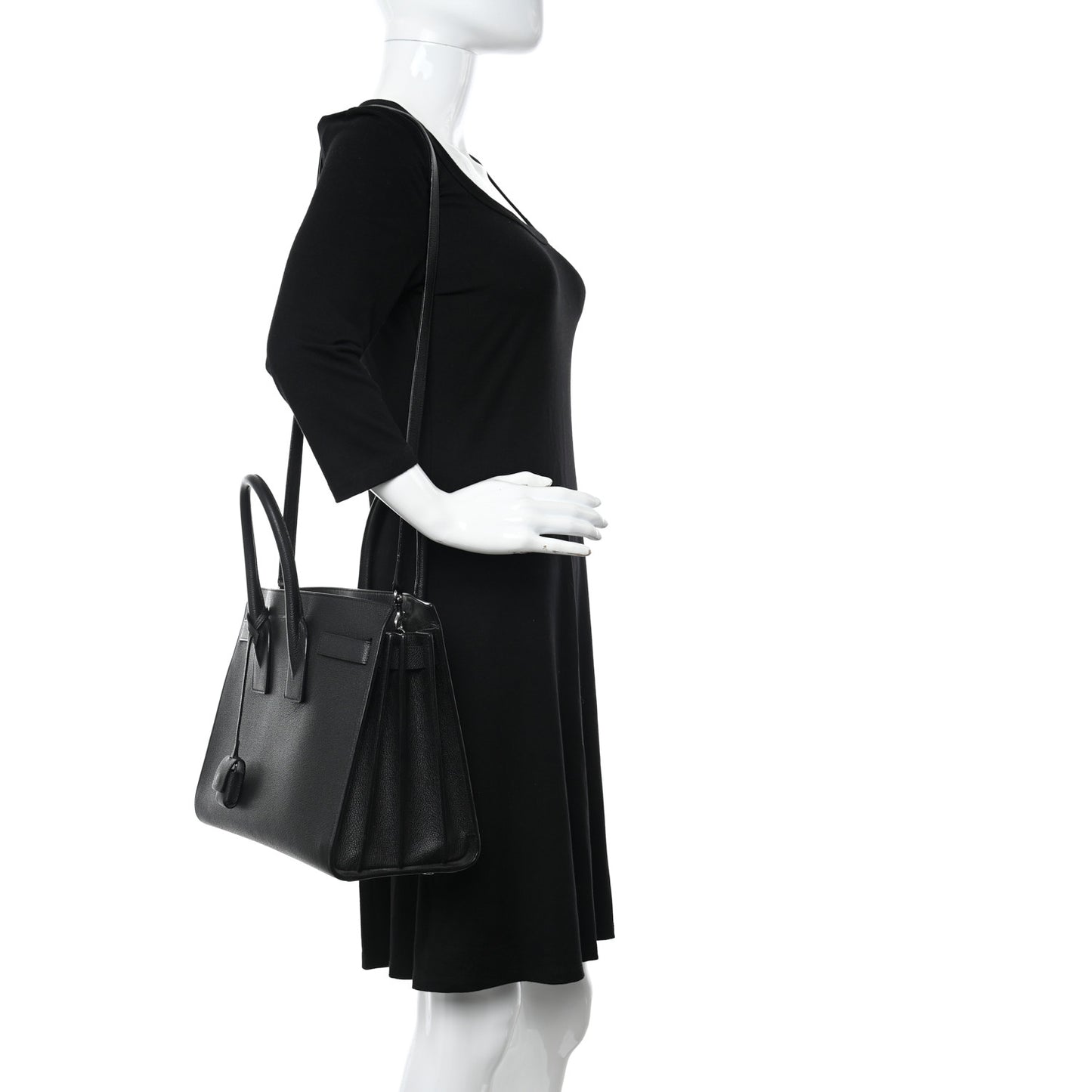 Grained Calfskin Small Sac De Jour Black