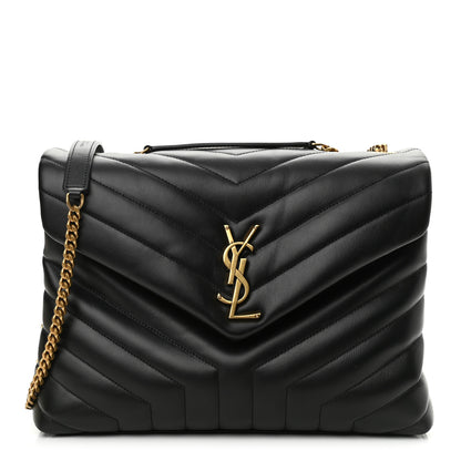 Saint Laurent Calfskin Y Quilted Monogram Medium Loulou Chain Satchel Black 1 of 10