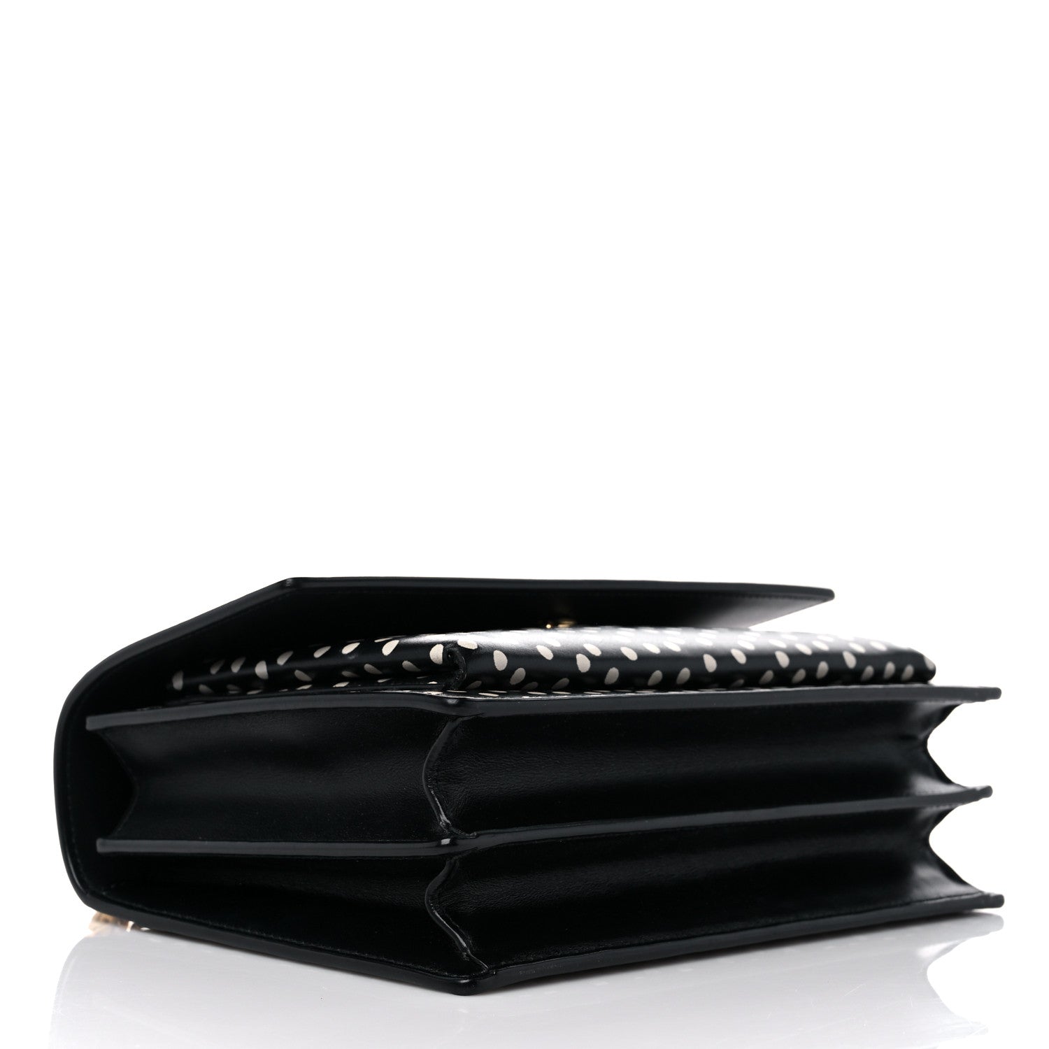 Saint Laurent Calfskin Polka Dot Medium Monogram Sunset Black White 4 of 11