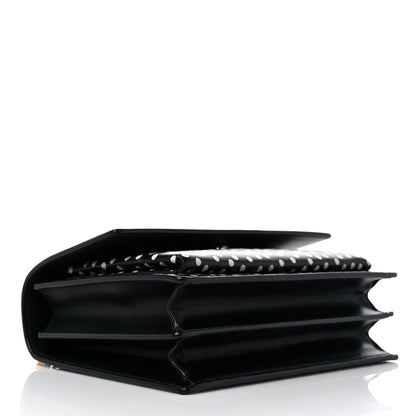 Saint Laurent Calfskin Polka Dot Medium Monogram Sunset Black White 4 of 11