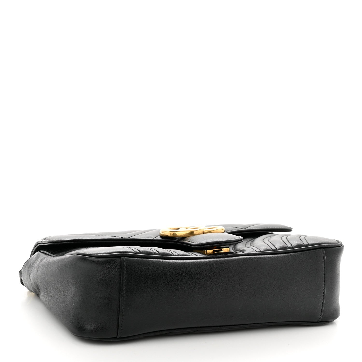 Gucci Calfskin Matelasse Small GG Marmont Shoulder Bag Black 4 of 11
