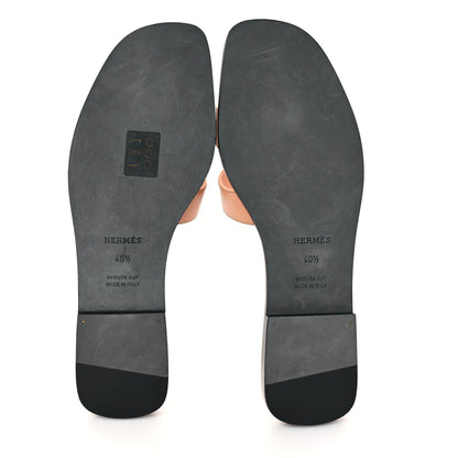 Hermes Box Calfskin Oran Sandals 40.5 Granit Rose 6 of 10