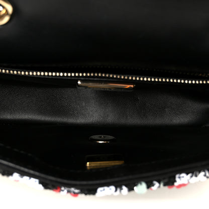 Chanel Tweed Sequin Small Single Flap Black Red Multicolor 5 of 11