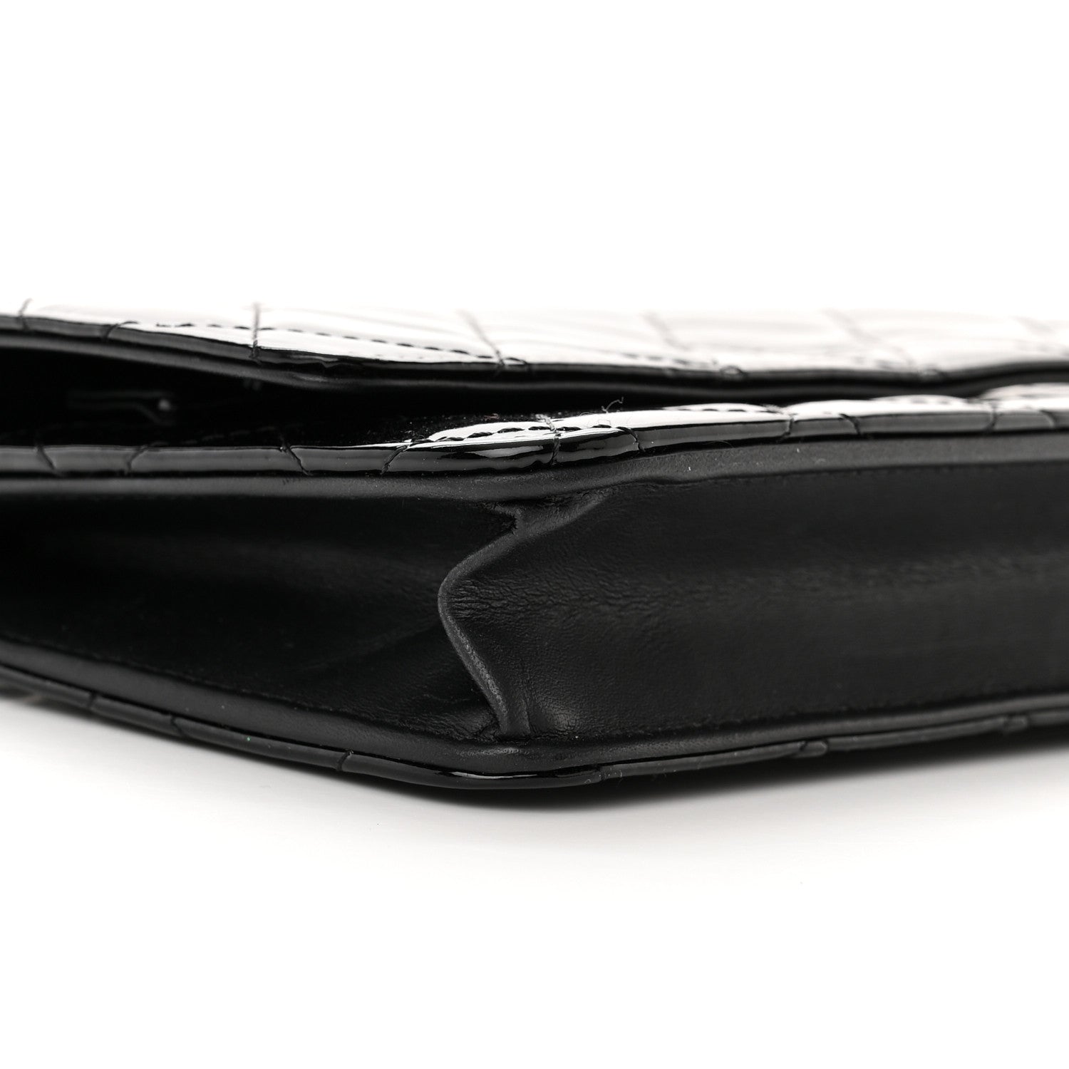 Chanel Patent Quilted Wallet On Chain WOC Black 10 of 17