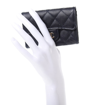 Chanel Caviar Quilted Flap Card Holder Dark Blue 2 of 9
