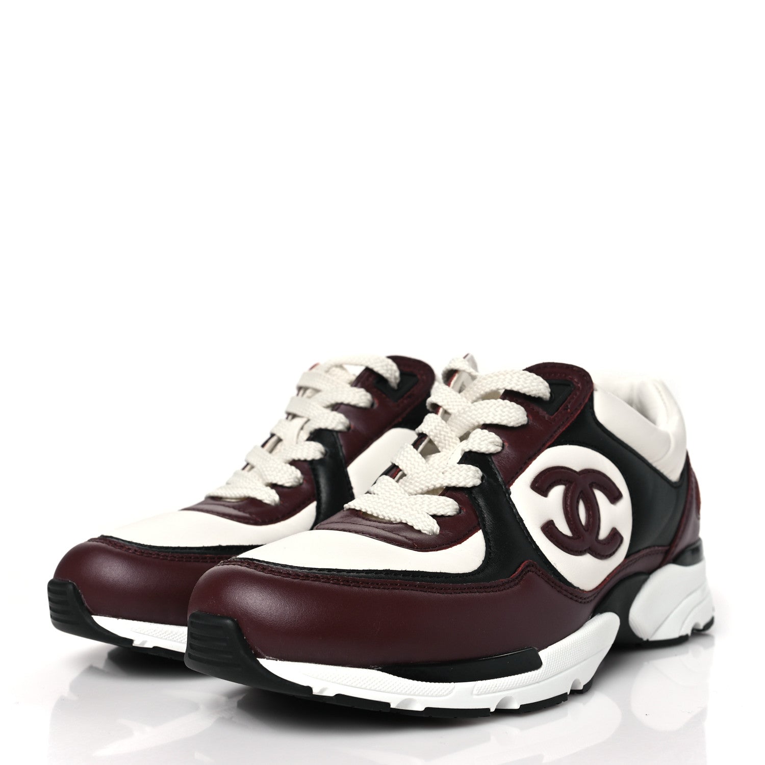 Chanel Calfskin CC Sneakers 36 Brown White Black 3 of 10
