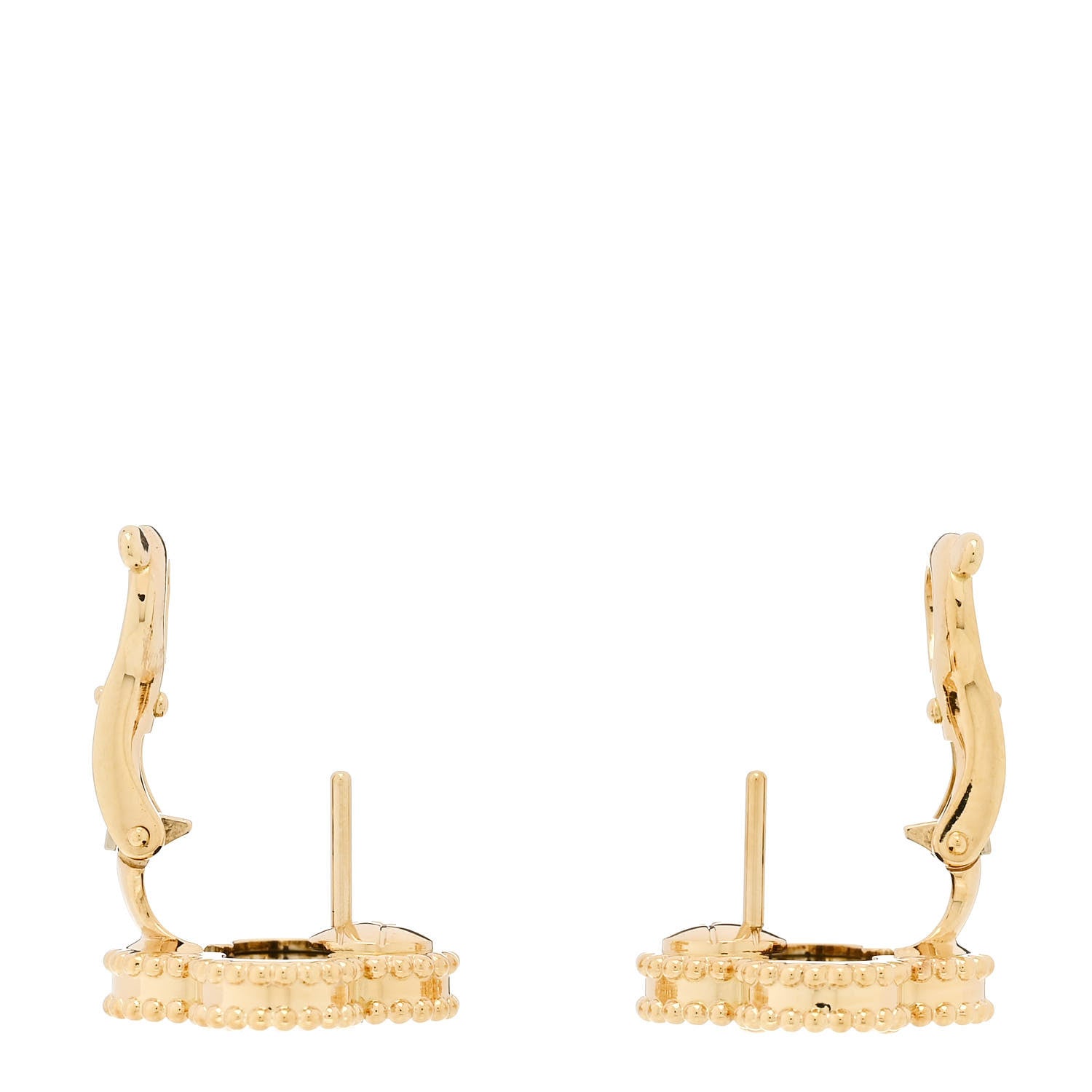 Van Cleef & Arpels 18K Yellow Gold Black Onyx Vintage Alhambra Earrings 3 of 5