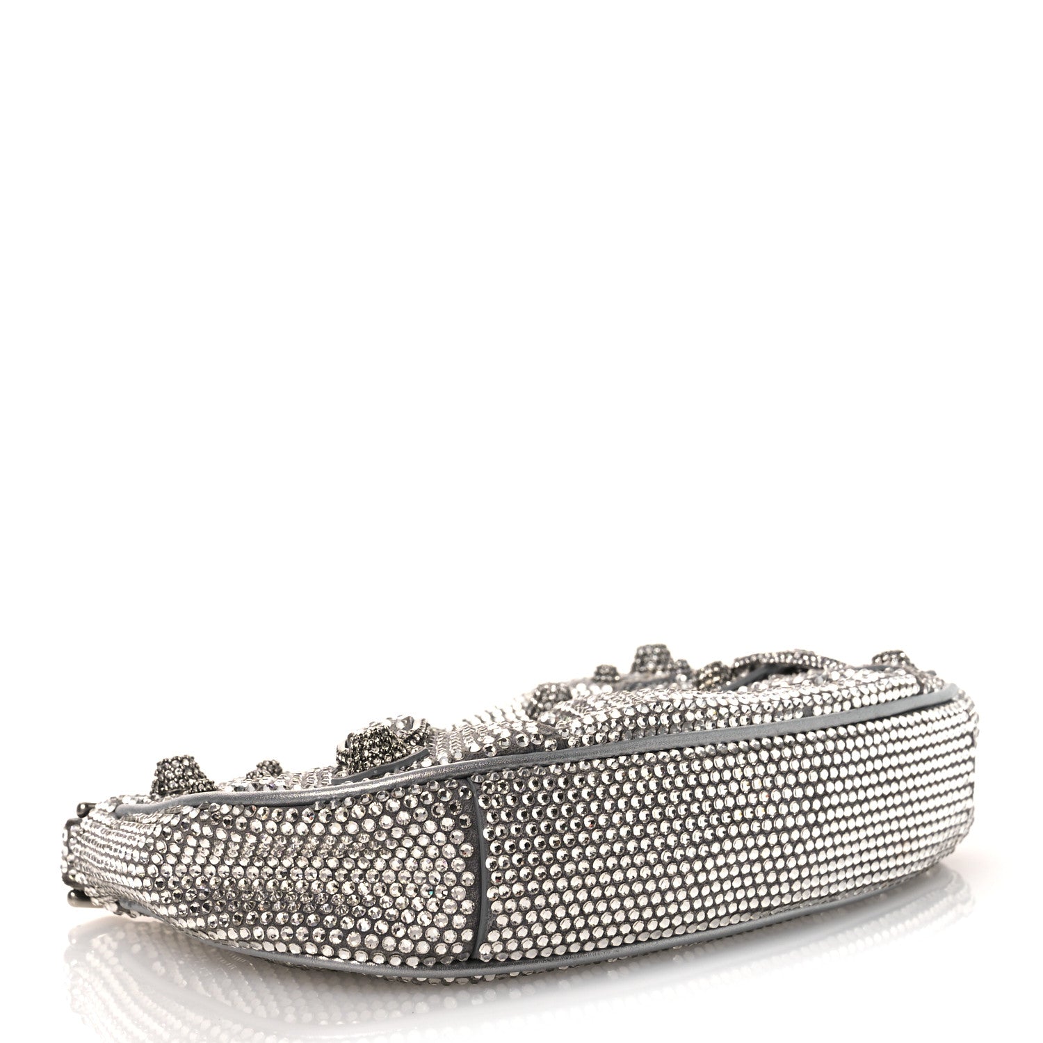 Balenciaga Strass Suede Metallic Nappa Le Cagole Mini Purse With Chain Grey 4 of 12