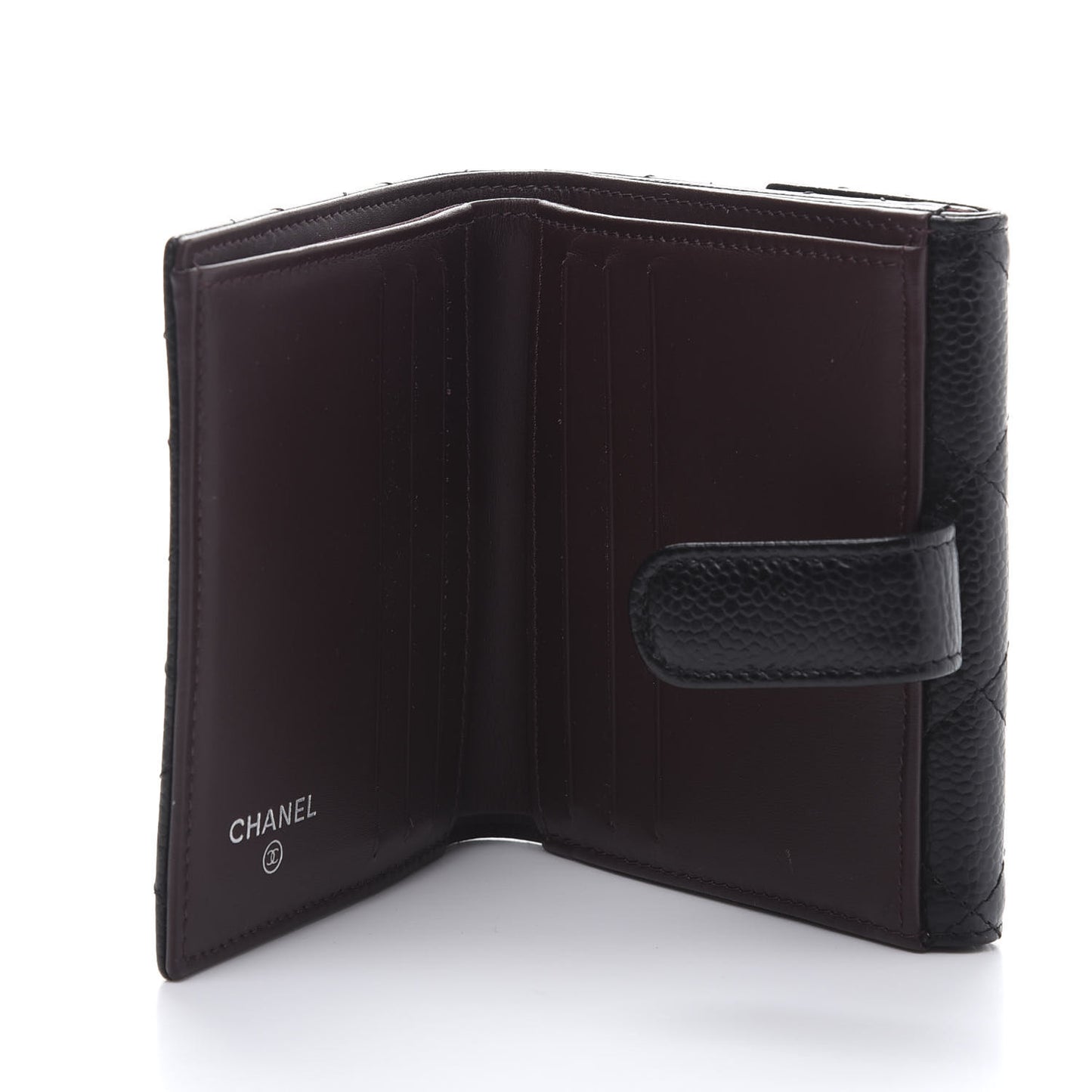 Caviar Quilted Compact French Flap Wallet Black