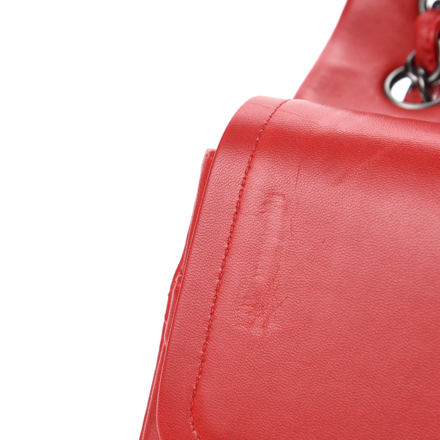 Chanel Lambskin Quilted Jumbo Double Flap Red 8 of 13