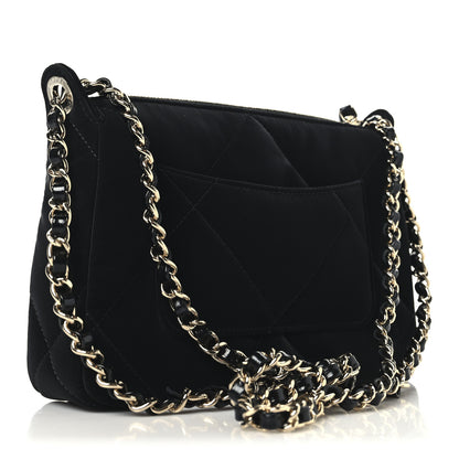Chanel Velvet Effect Nylon Shiny Crumpled Calfskin Quilted Chanel 25 Clutch With Chain Black 3 of 12