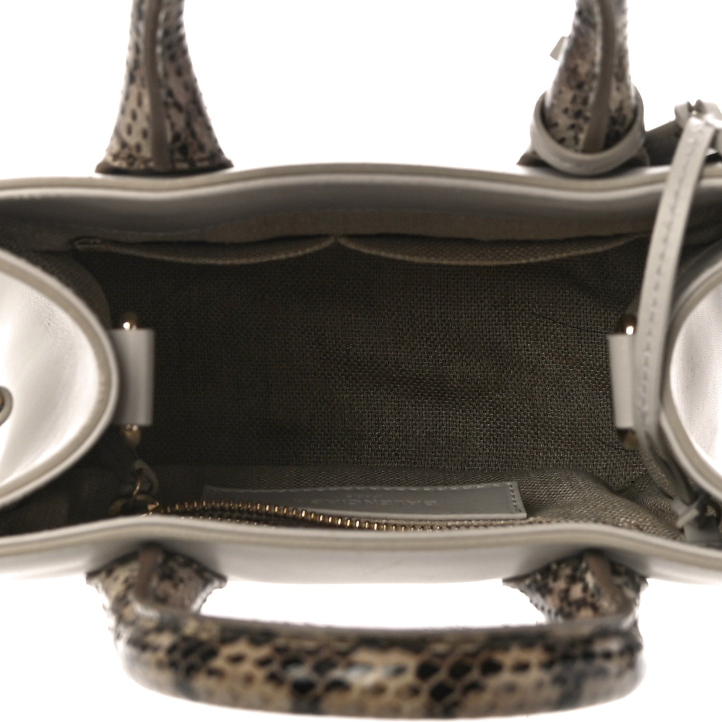 Calfskin Elaphe Snakeskin Mini Padlock All Afternoon Tote Gris Acier