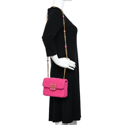 Chanel Cashmere Tweed Quilted Mini Bijoux Flap Fuchsia 2 of 10