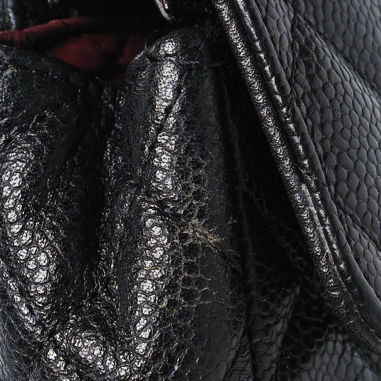 Caviar Quilted Flap Cosmetic Case Black
