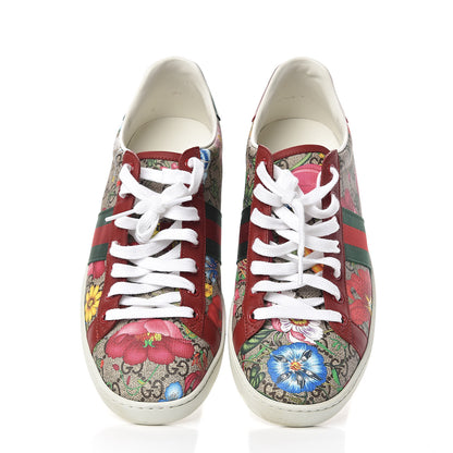 Gucci GG Supreme Monogram Flora Web Womens Ace Sneakers 42 Beige Multicolor Rosso 5 of 13