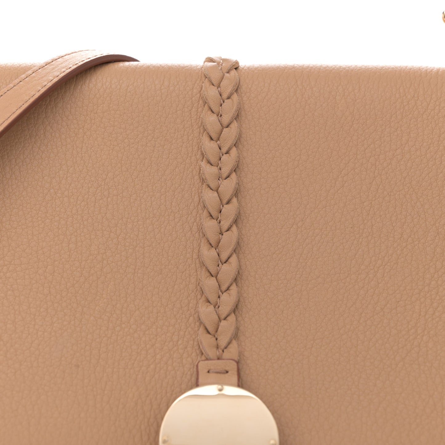 Grained Calfskin Medium Penelope Shoulder Bag Milky Brown