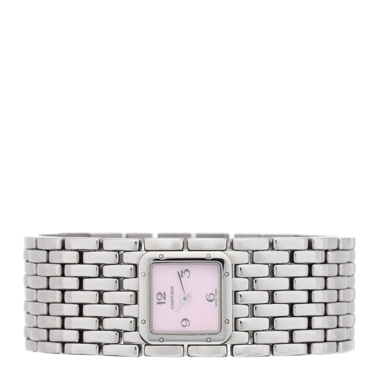 Cartier Stainless Steel Pink Mother of Pearl 21mm Panthere Ruban Quartz Watch 2 of 5