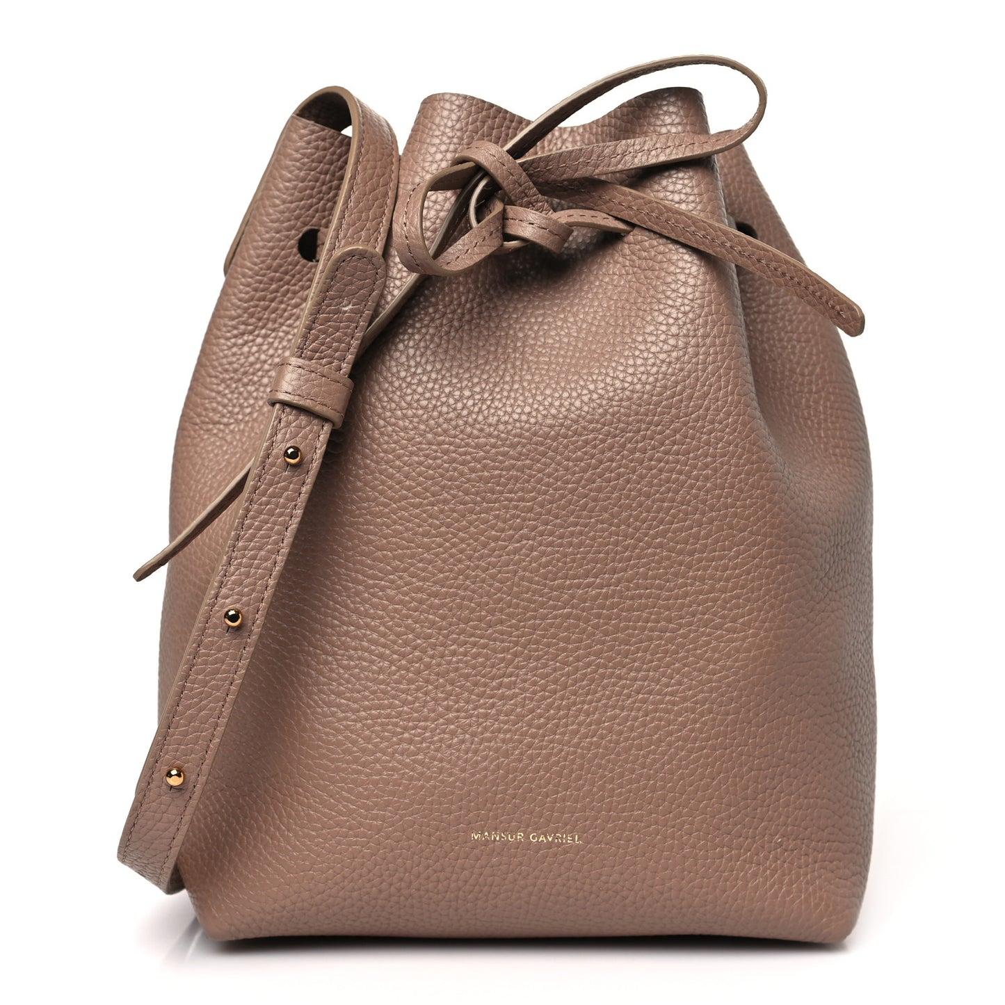 Pebbled Calfskin Soft Mini Bucket Bag Biscotto
