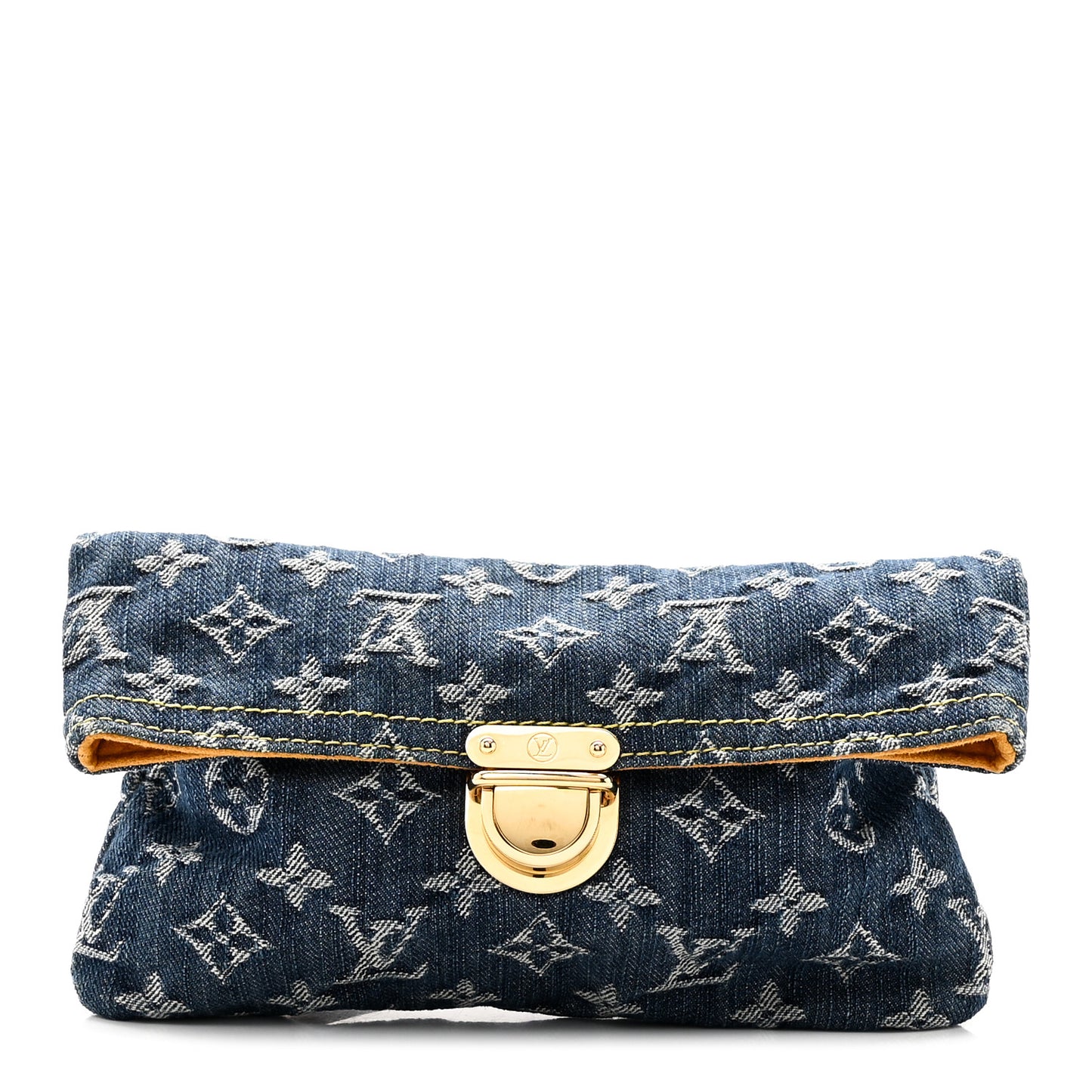 Monogram Denim Pochette Plat Clutch Blue