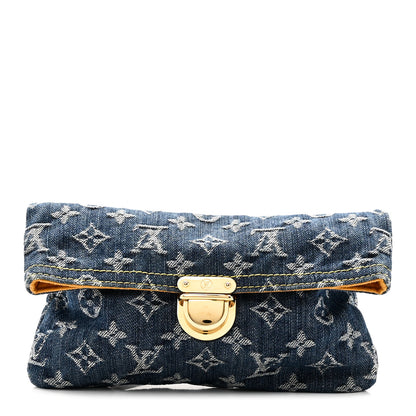 Louis Vuitton Monogram Denim Pochette Plat Clutch Blue 1 of 8