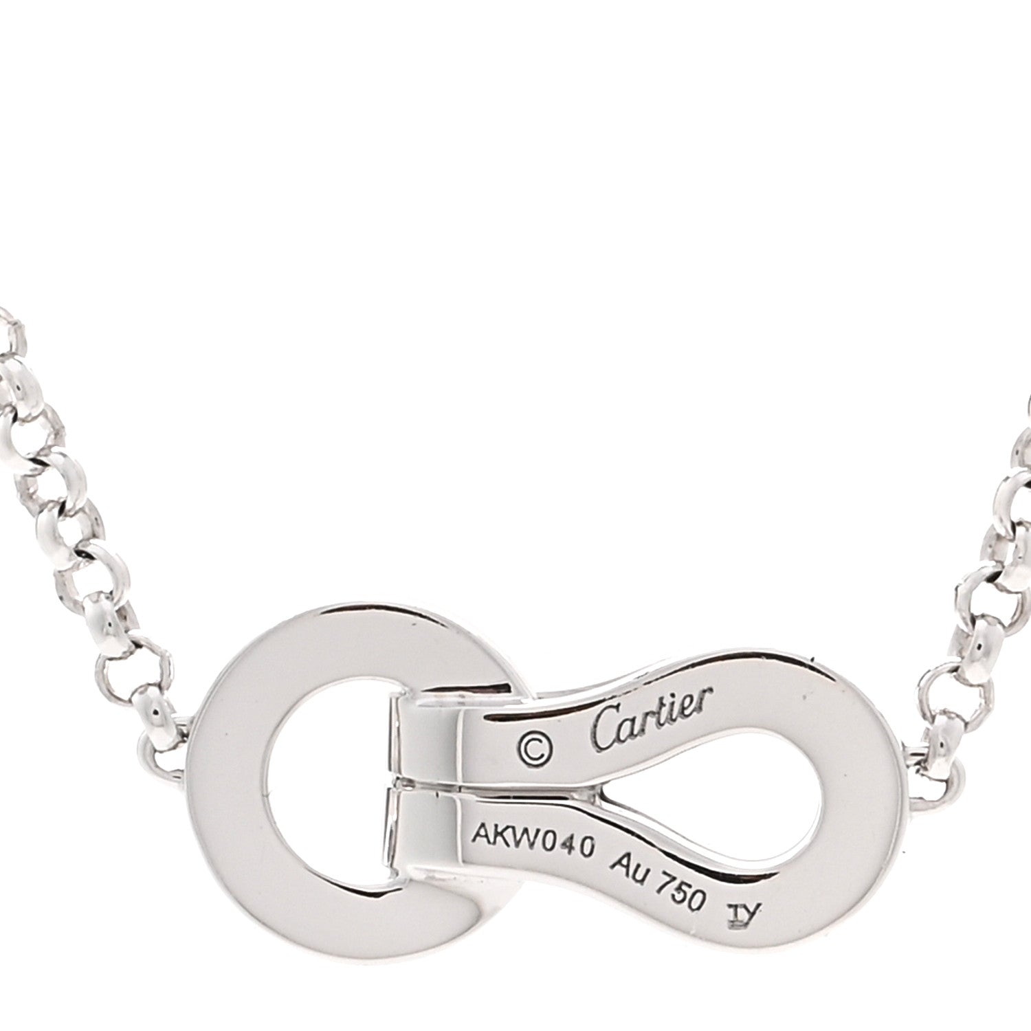 Cartier 18K White Gold Diamond Agrafe Paved Pendant Necklace 4 of 5