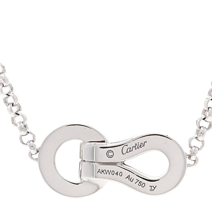 Cartier 18K White Gold Diamond Agrafe Paved Pendant Necklace 4 of 5